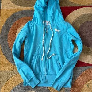 Victoria’s Secret PINK Dog Y2K Vintage Hoodie Zip Up Sweatshirt Blue Size Small
